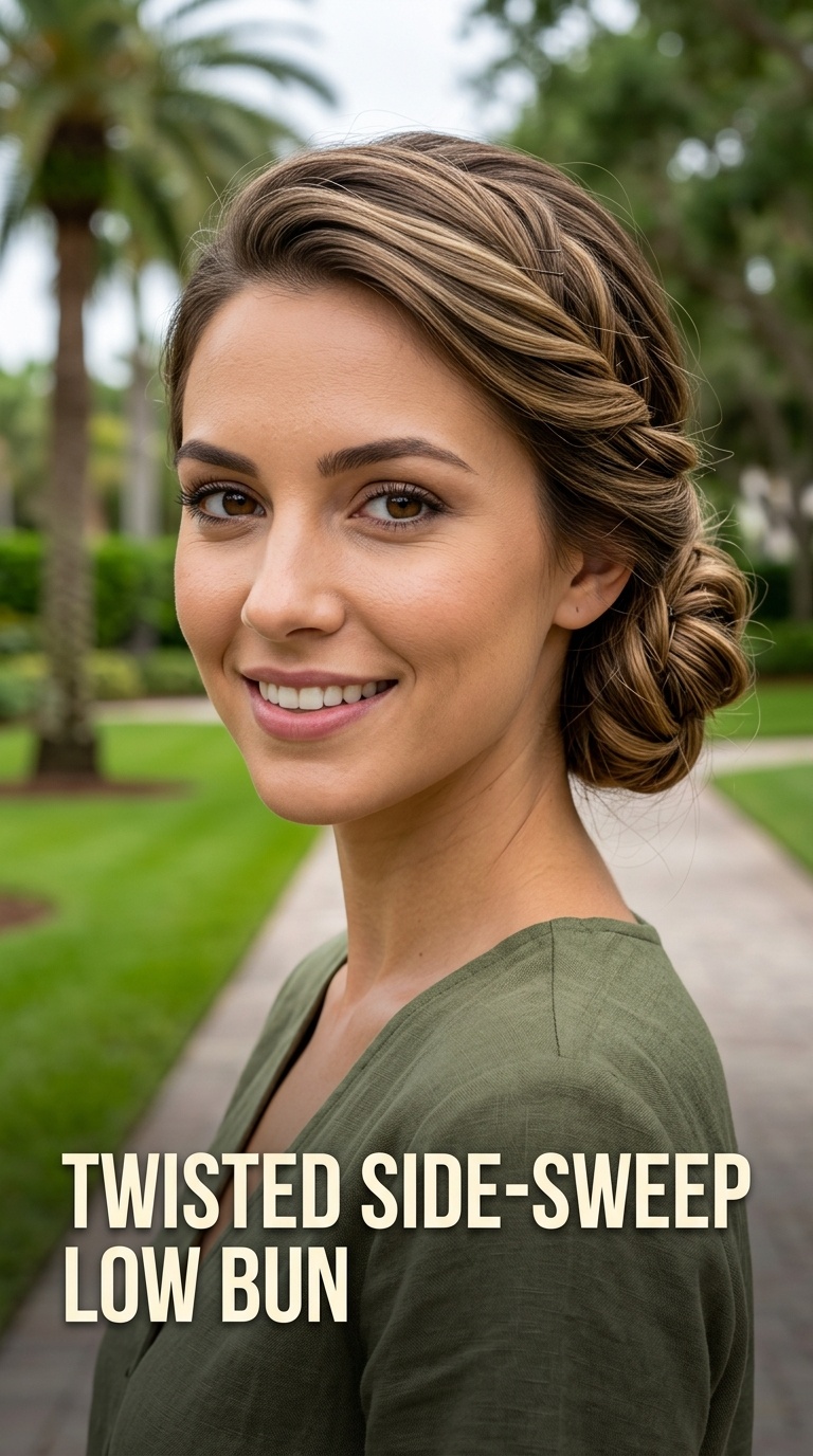 Twisted Side-Sweep Low Bun