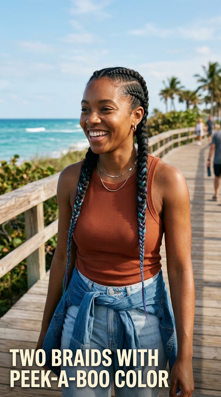 Two Braids with Peek-a-Boo Color