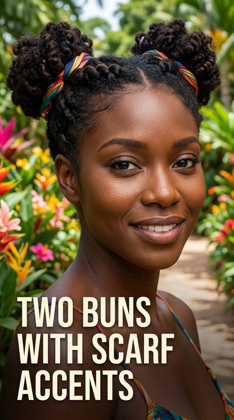 Two Buns with Scarf Accents