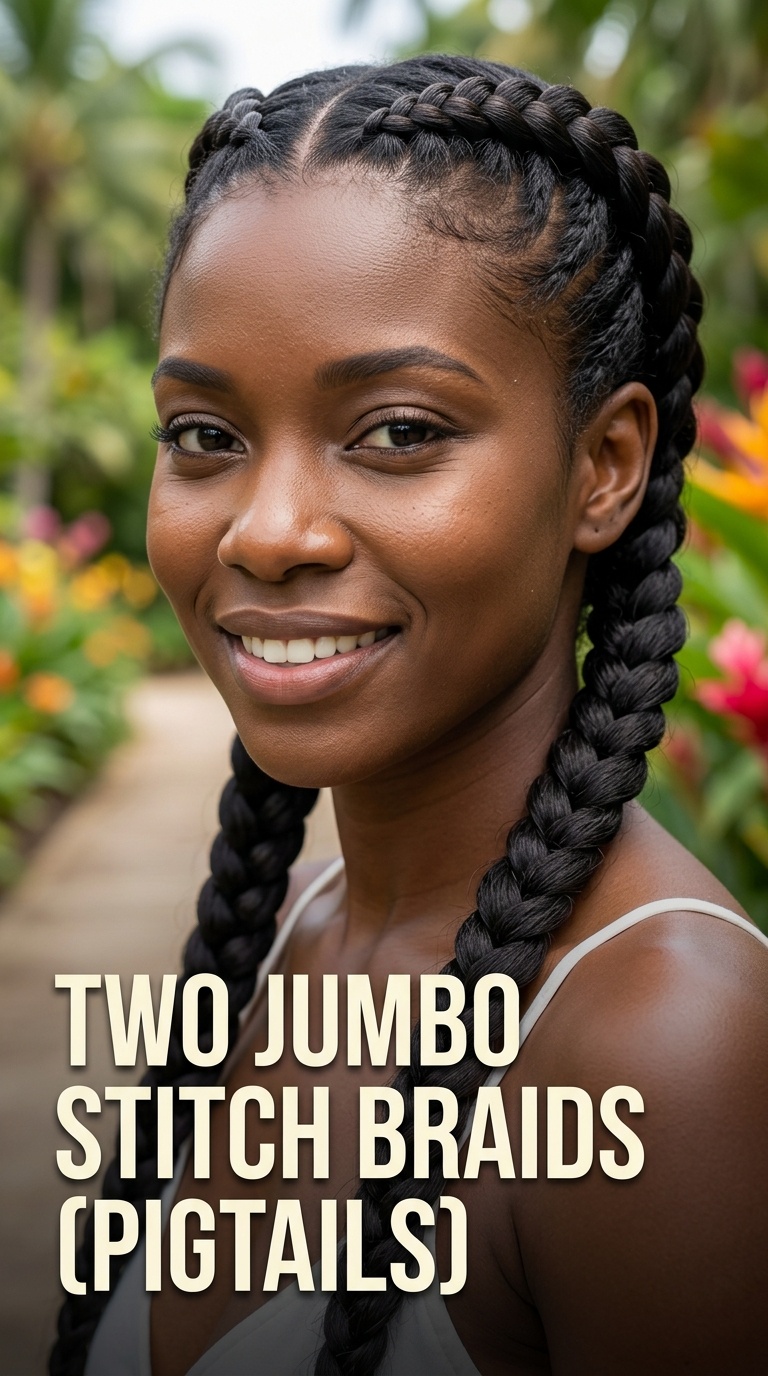 Two Jumbo Stitch Braids (Pigtails)
