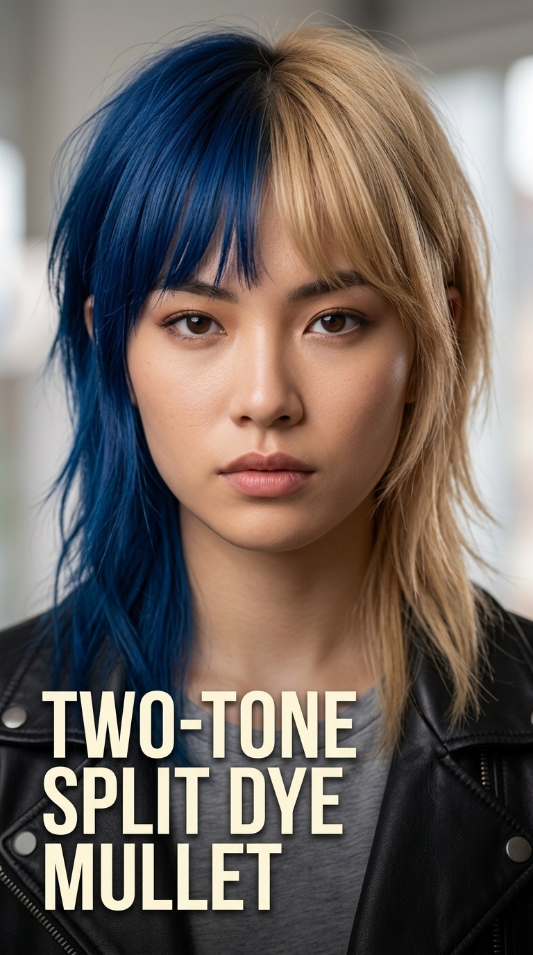 Two-Tone Split Dye Mullet