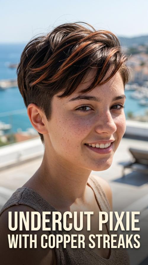 Undercut Pixie with Copper Streaks