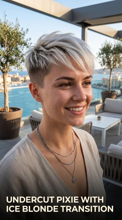 Undercut Pixie with Ice Blonde Transition