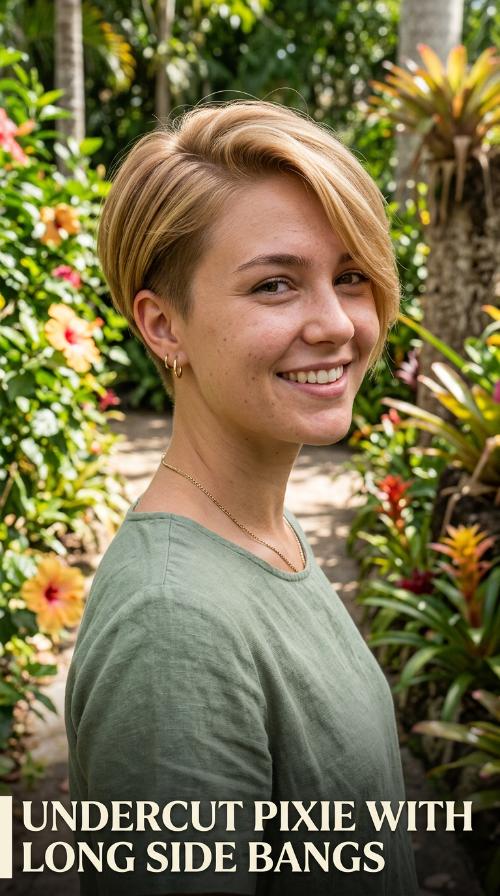 Undercut Pixie with Long Side Bangs