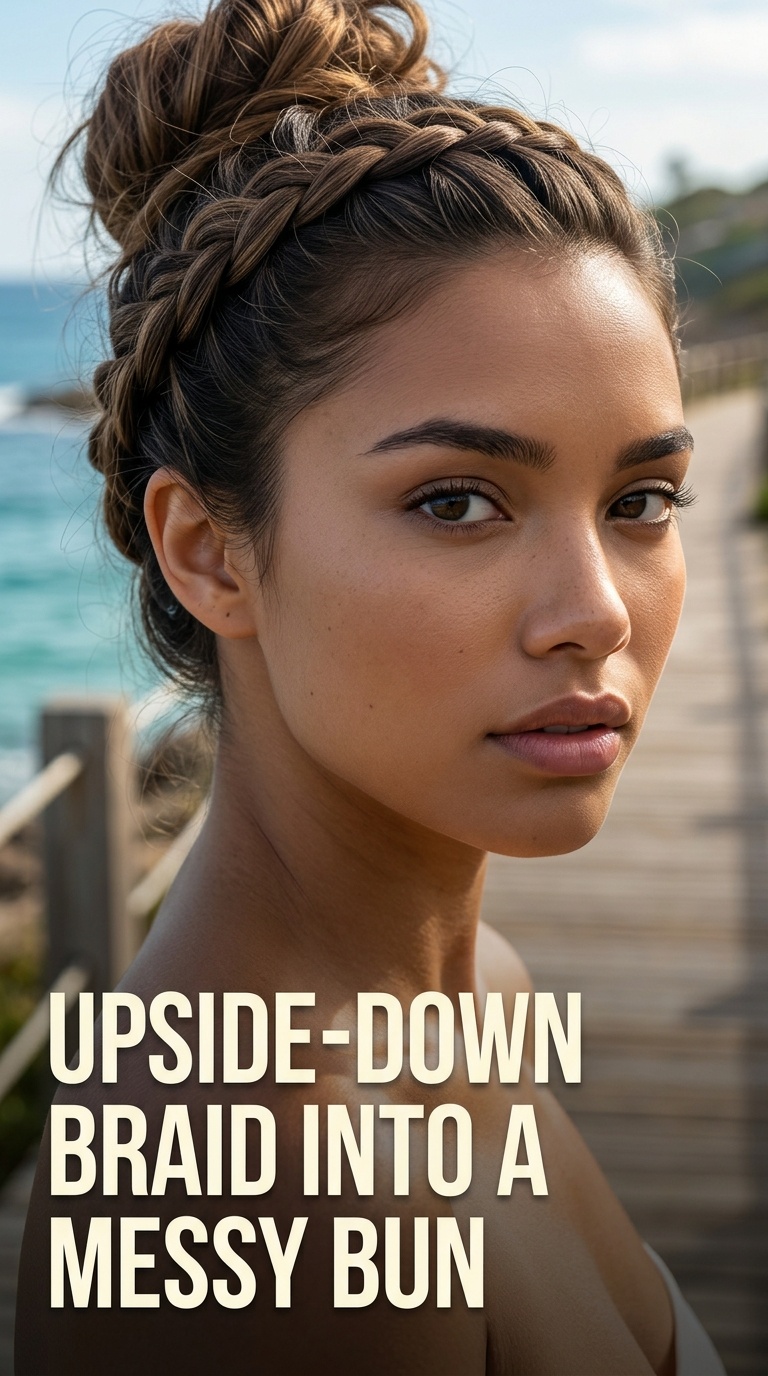 Upside-Down Braid into a Messy Bun