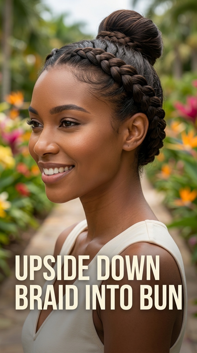 Upside Down Braid into Bun
