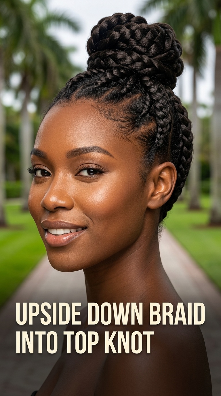 Upside Down Braid into Top Knot