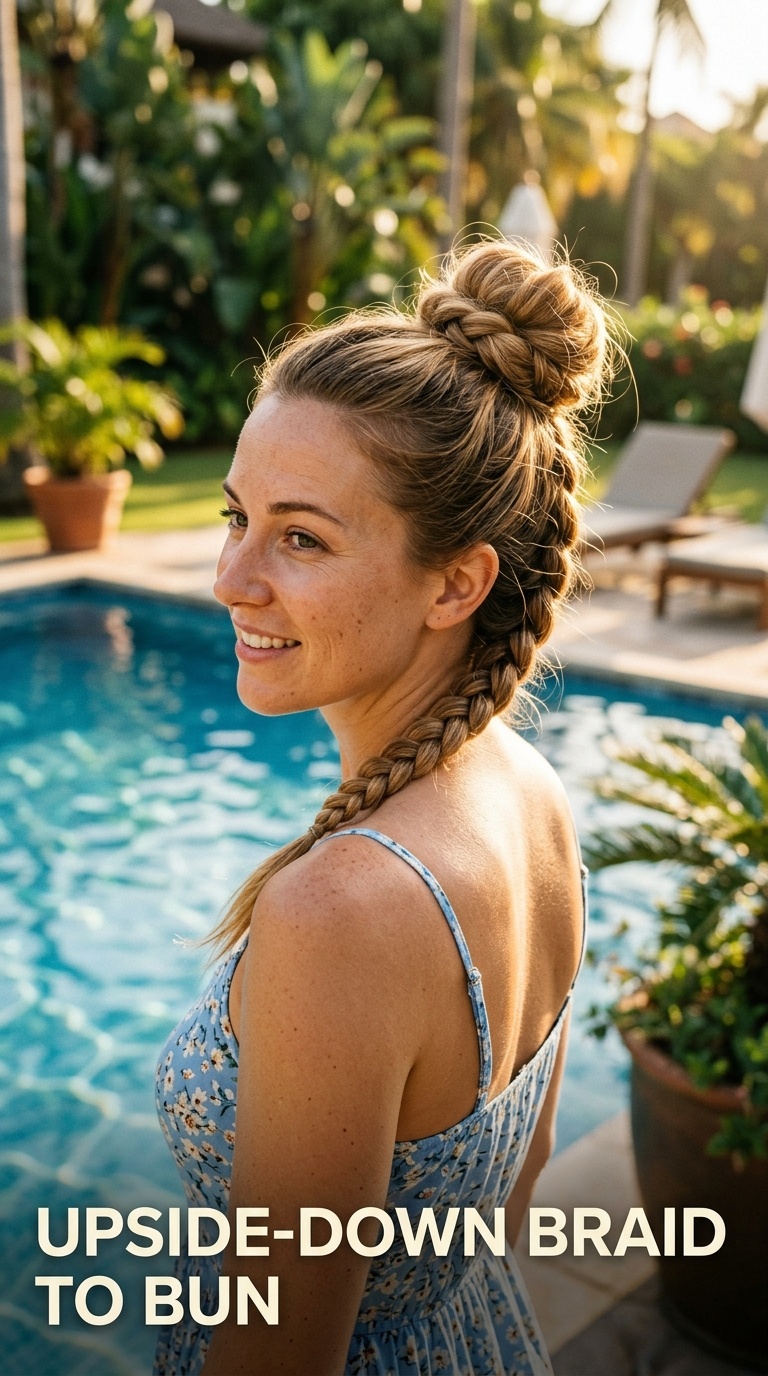 Upside-Down Braid to Bun