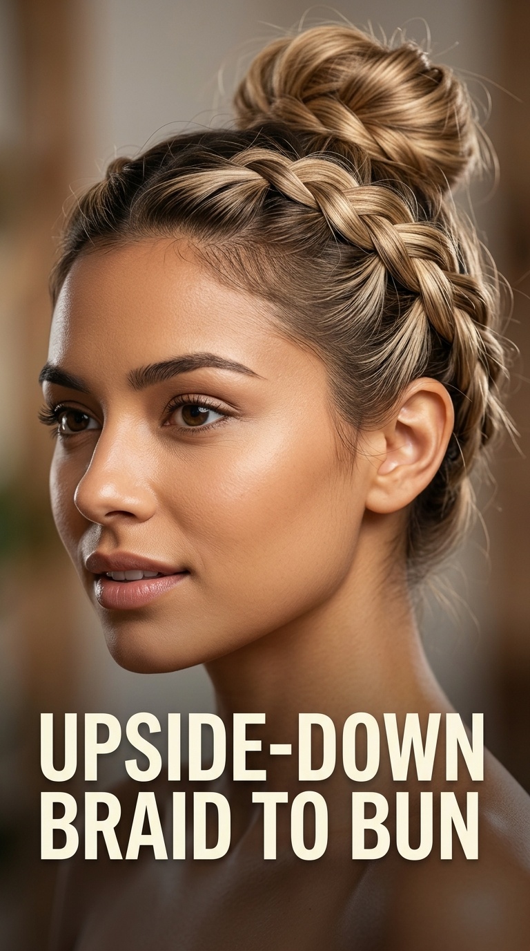 Upside-Down Braid to Bun