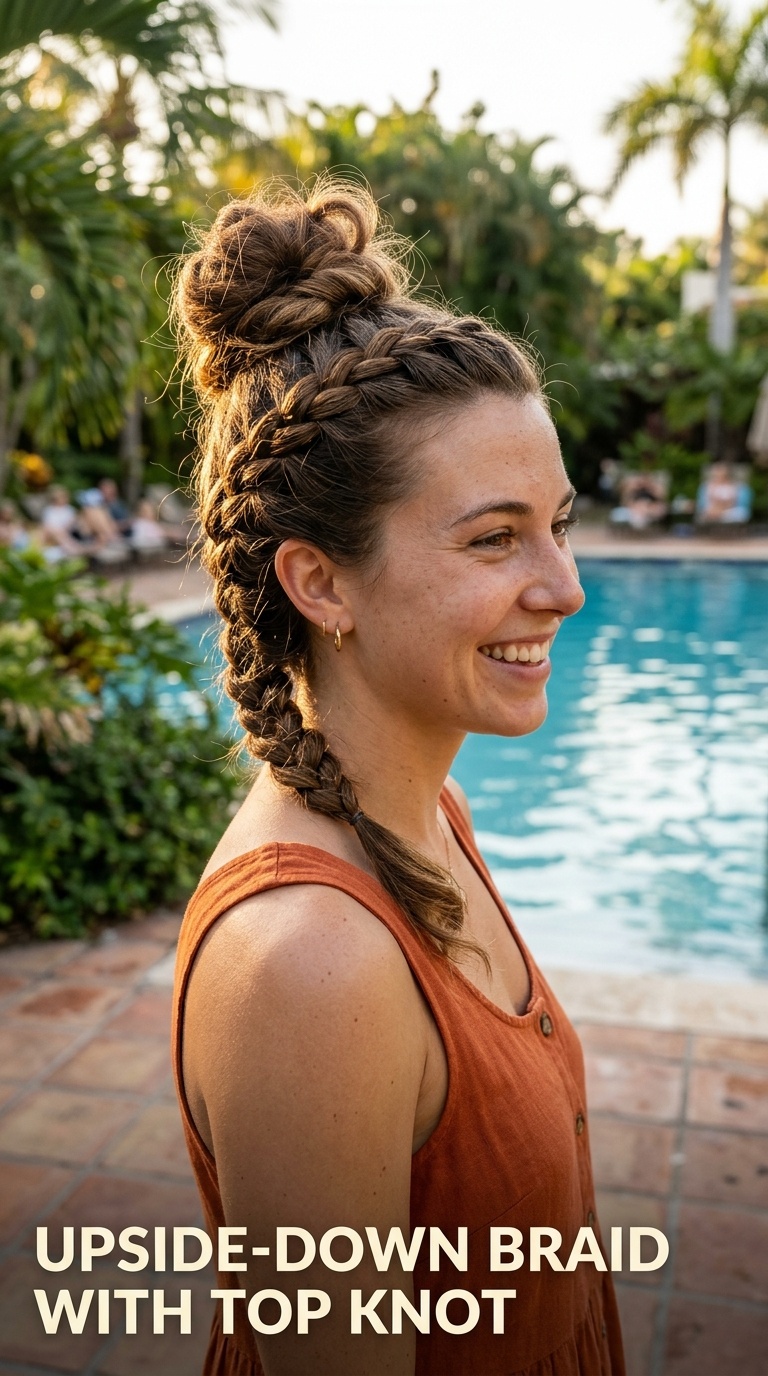 Upside-Down Braid with Top Knot