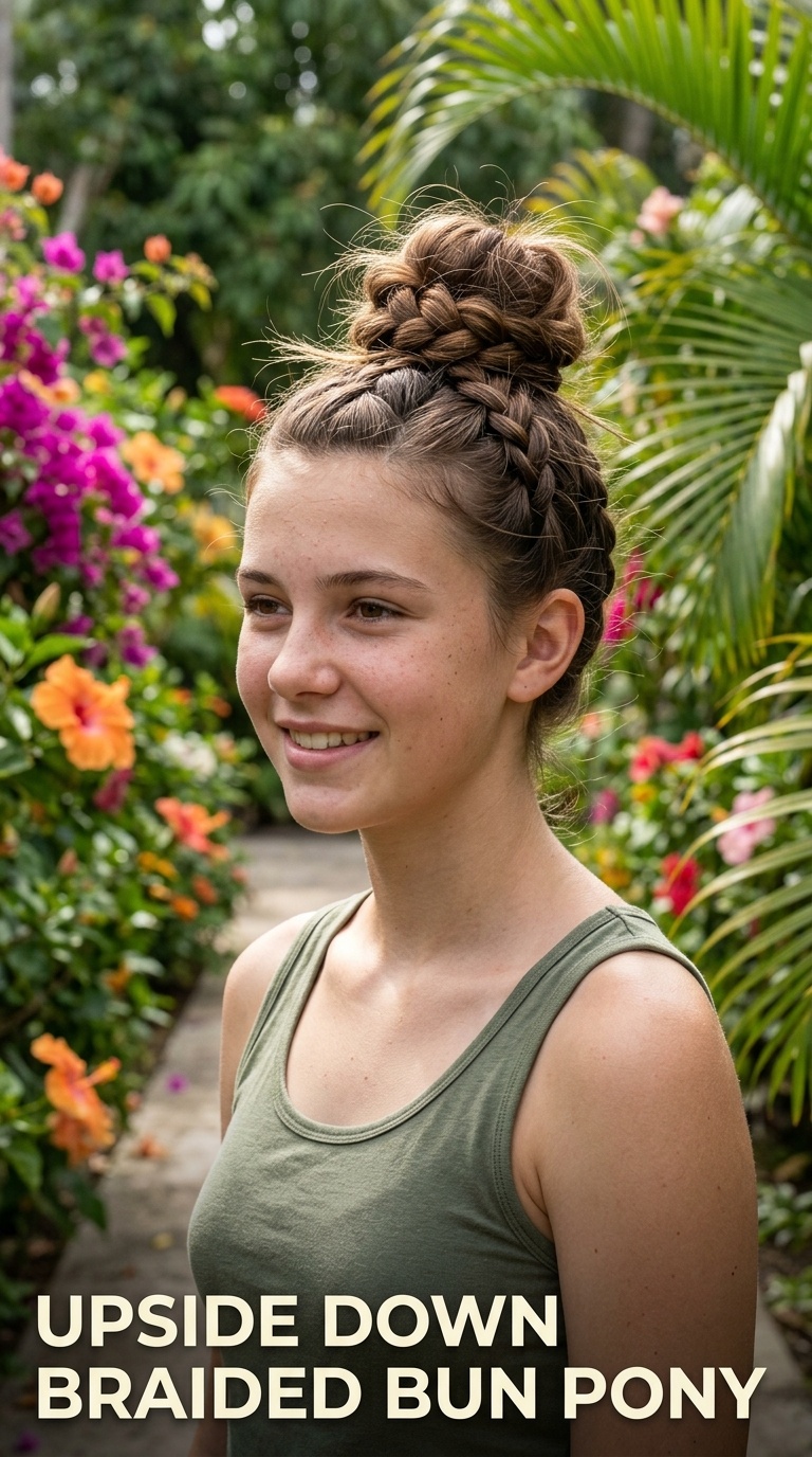 Upside Down Braided Bun Pony