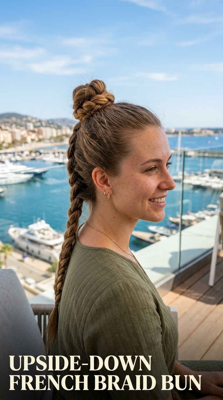 Upside-Down French Braid Bun