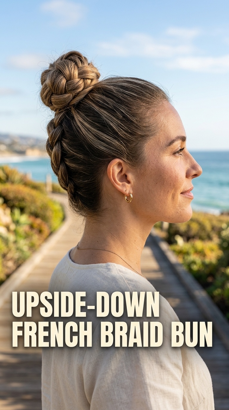 Upside-Down French Braid Bun
