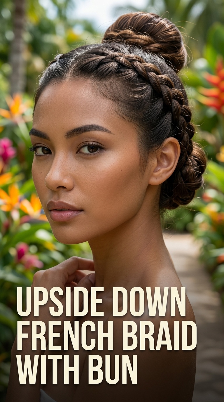 Upside Down French Braid with Bun