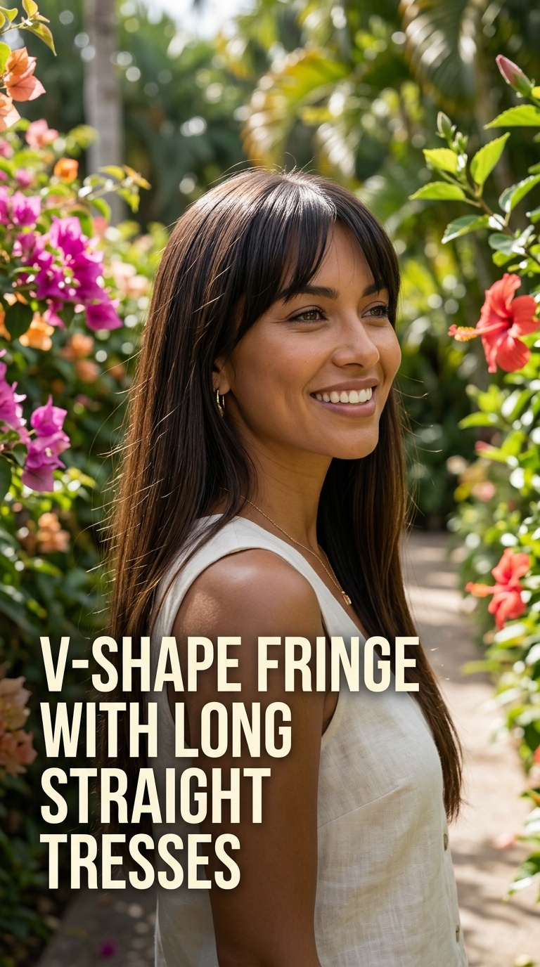 V-Shape Fringe with Long Straight Tresses