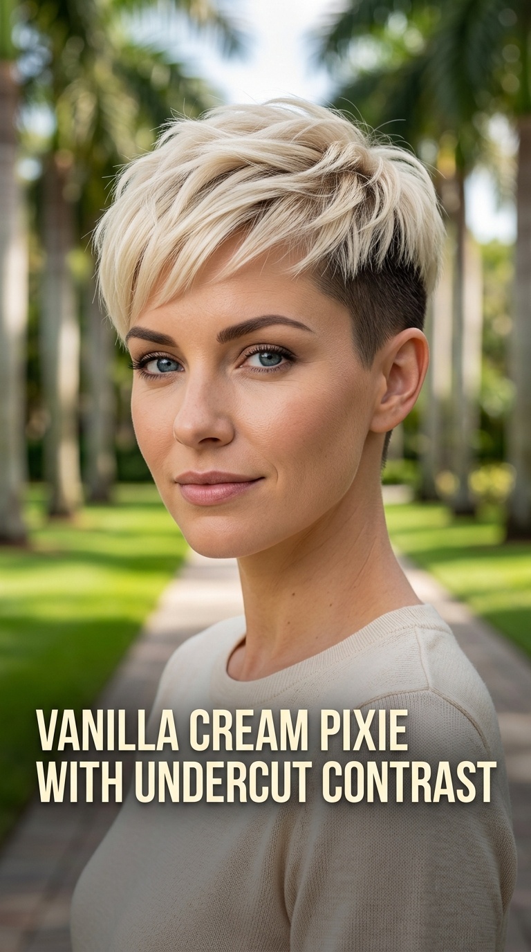 Vanilla Cream Pixie with Undercut Contrast
