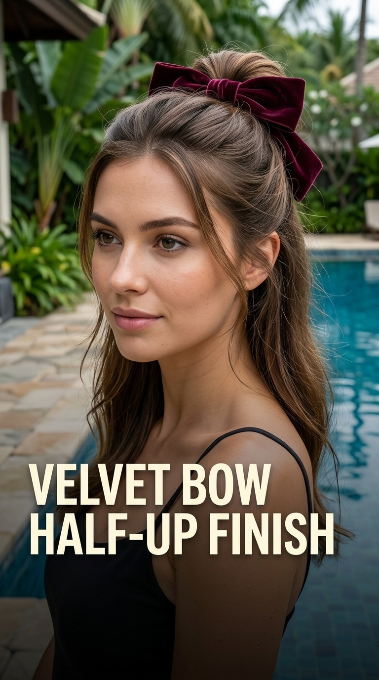 Velvet Bow Half-Up Finish