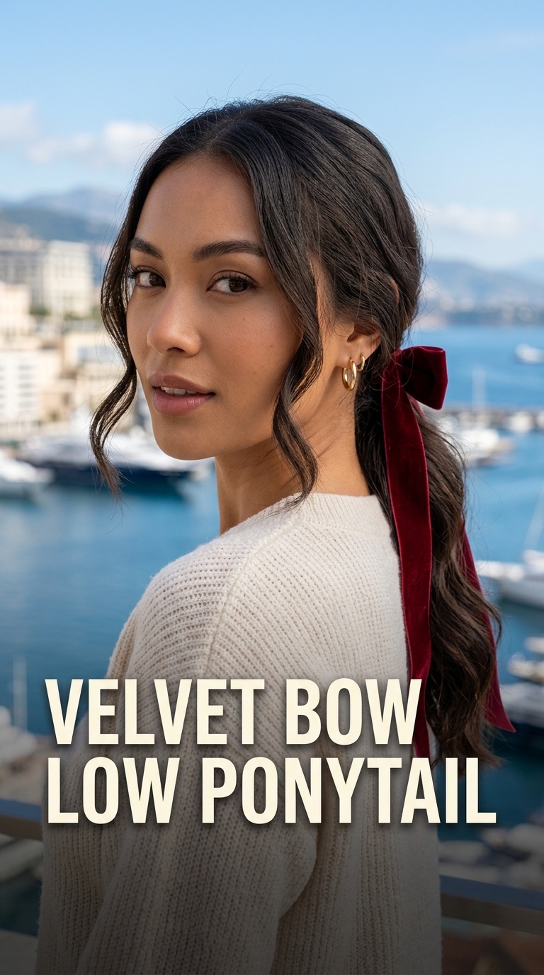Velvet Bow Low Ponytail