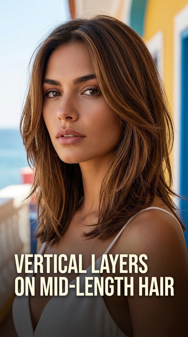 Vertical Layers on Mid-Length Hair