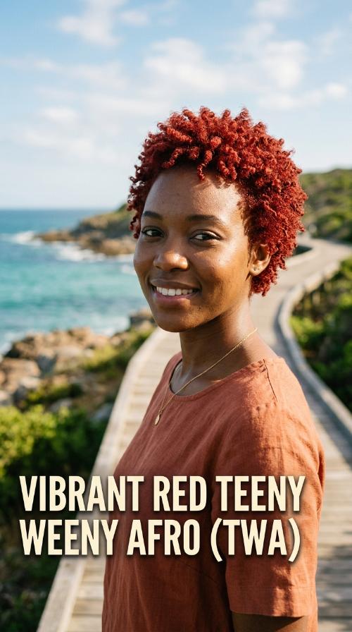 Vibrant Red Teeny Weeny Afro (TWA)