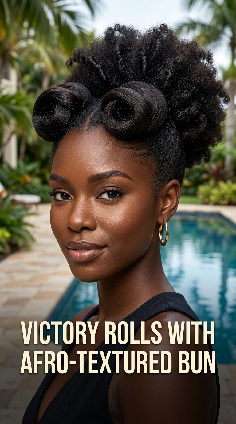 Victory Rolls with Afro-Textured Bun