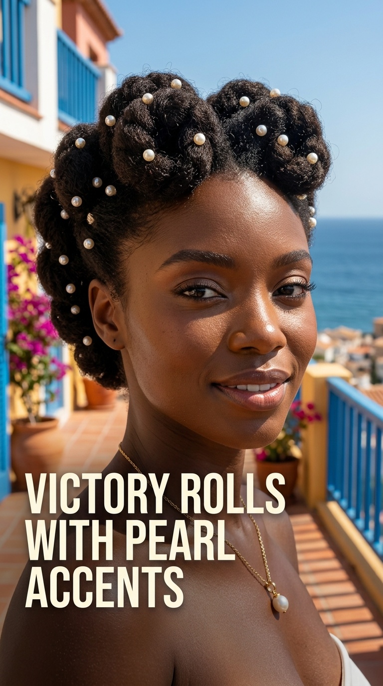 Victory Rolls with Pearl Accents