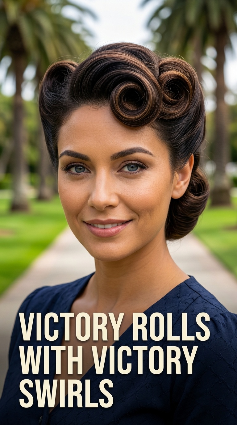 Victory Rolls with Victory Swirls