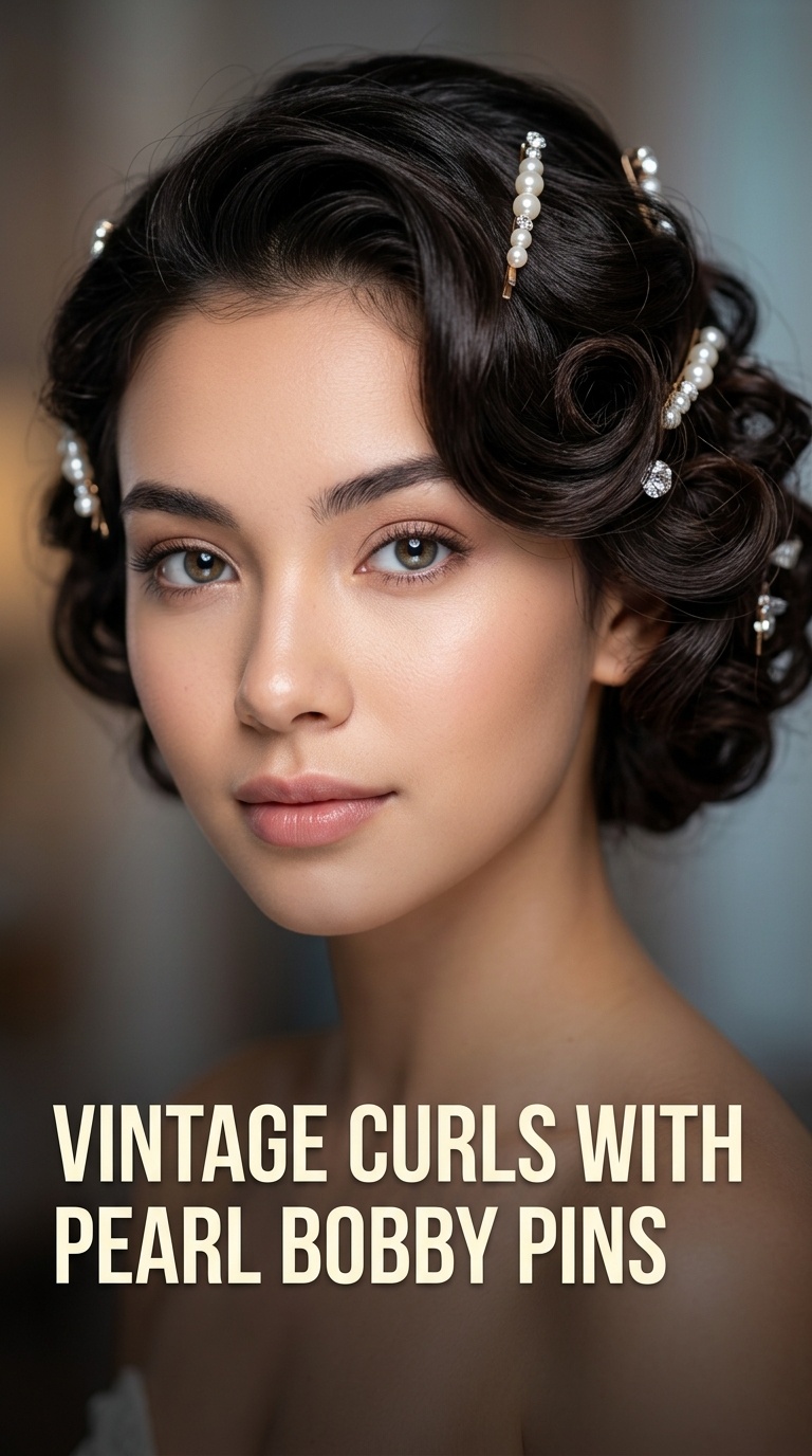 Vintage Curls with Pearl Bobby Pins