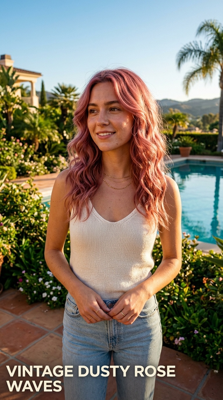 Vintage Dusty Rose Waves