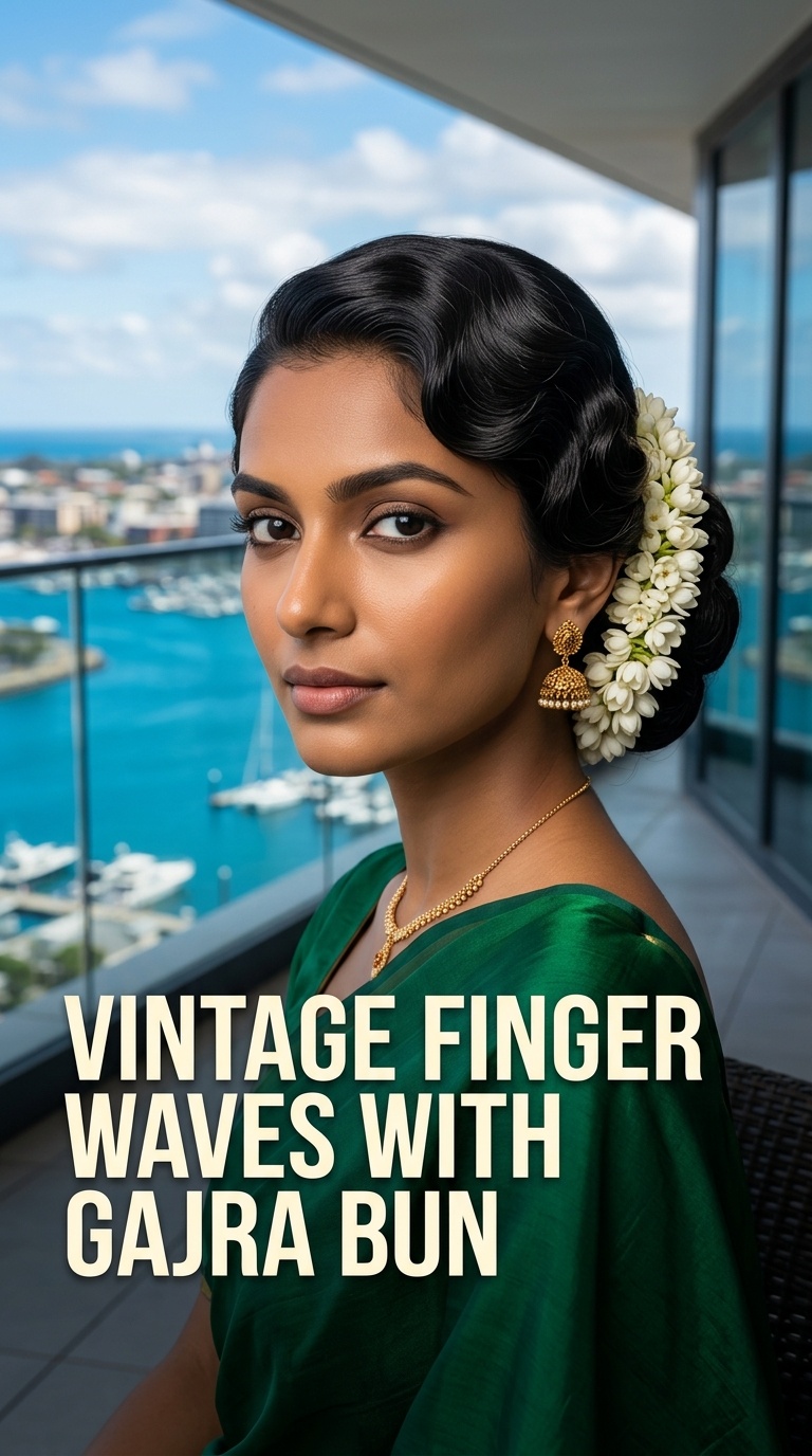 Vintage Finger Waves with Gajra Bun