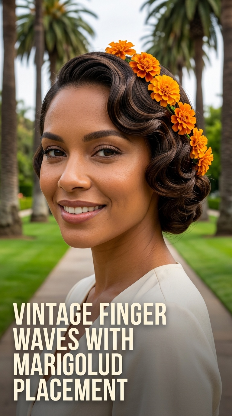 Vintage Finger Waves with Marigold Placement