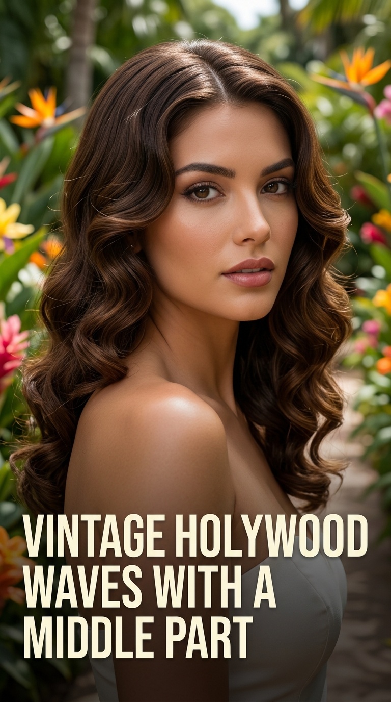 Vintage Hollywood Waves with a Middle Part
