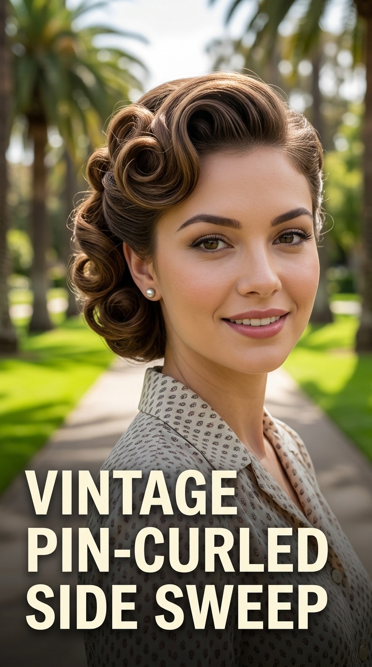 Vintage Pin-Curled Side Sweep