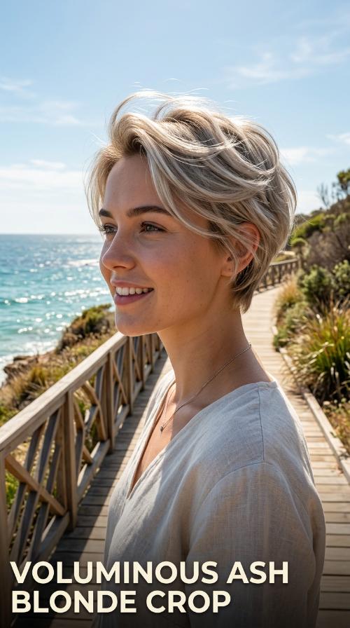 Voluminous Ash Blonde Crop
