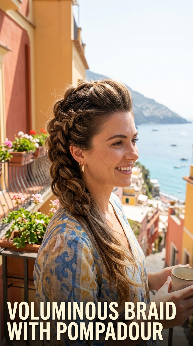 Voluminous Braid with Pompadour