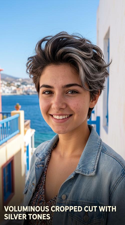 Voluminous Cropped Cut with Silver Tones