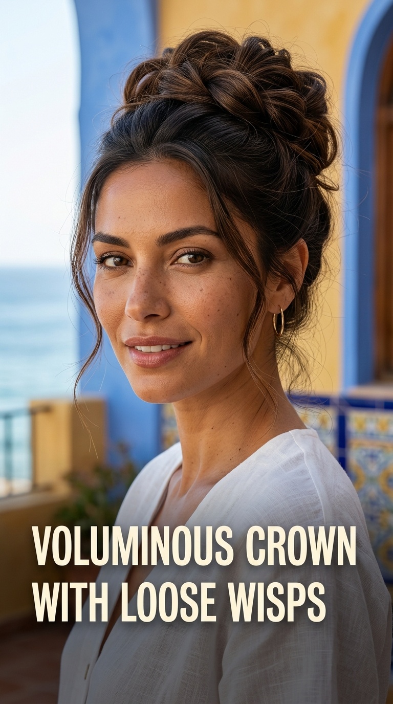 Voluminous Crown Bun with Loose Wisps