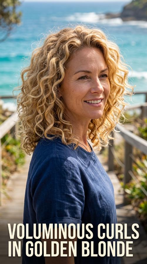 Voluminous Curls in Golden Blonde