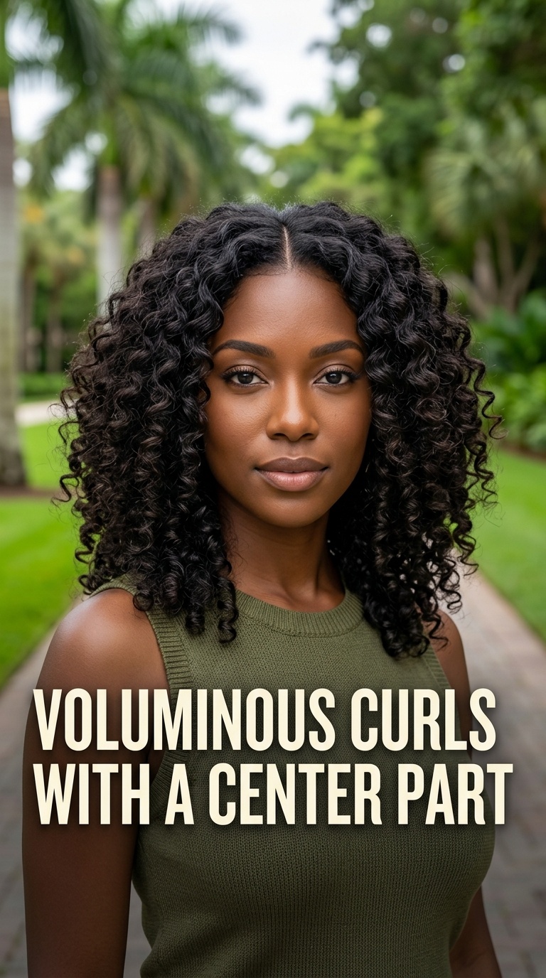 Voluminous Curls with a Center Part