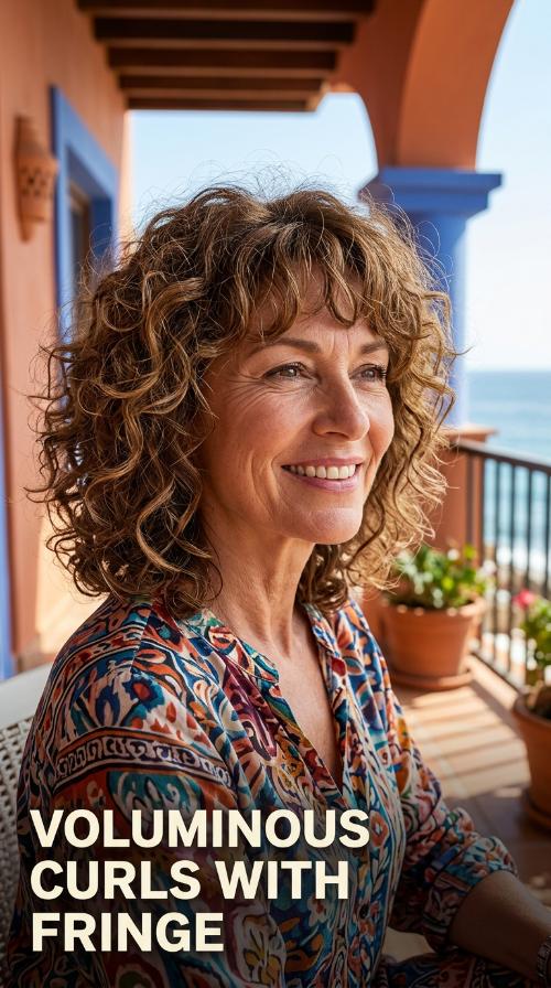 Voluminous Curls with Fringe