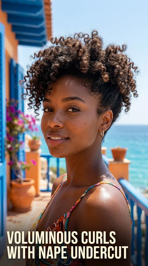 Voluminous Curls with Nape Undercut
