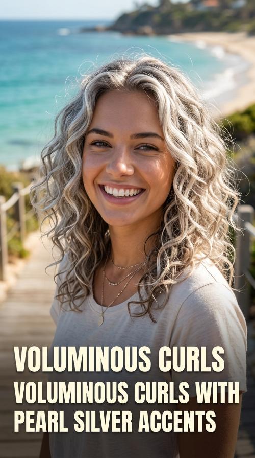 Voluminous Curls with Pearl Silver Accents