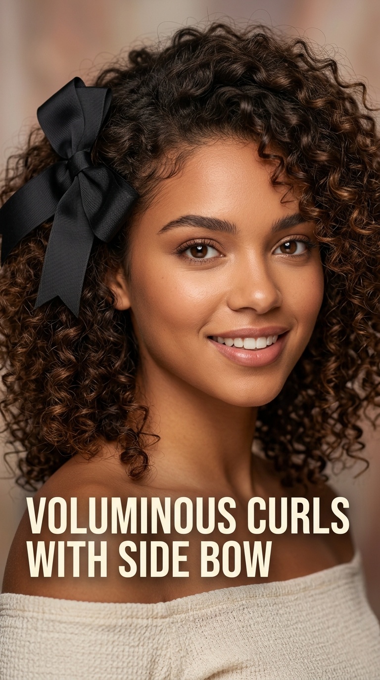 Voluminous Curls with Side Bow