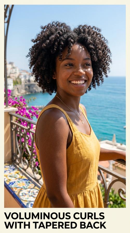 Voluminous Curls with Tapered Back