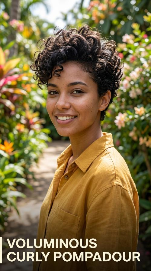 Voluminous Curly Pompadour