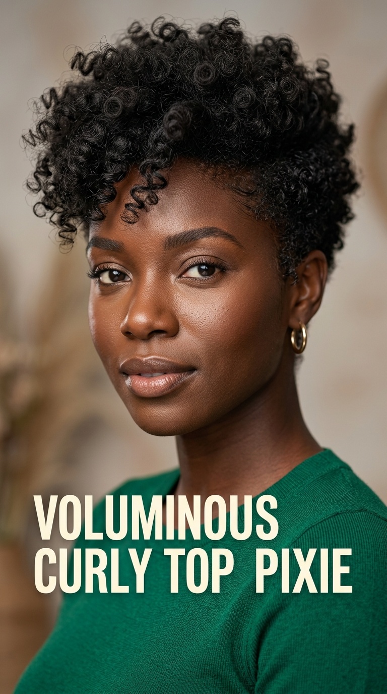 Voluminous Curly Top Pixie