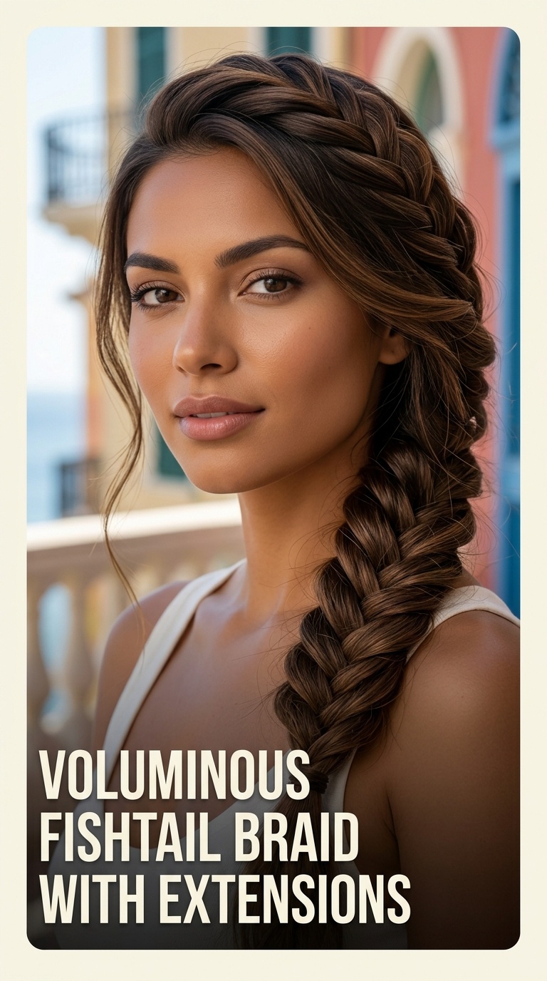 Voluminous Fishtail Braid with Extensions