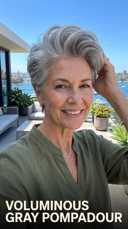 Voluminous Gray Pompadour