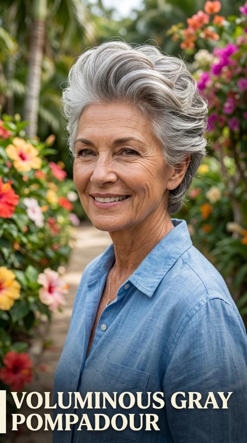 Voluminous Gray Pompadour
