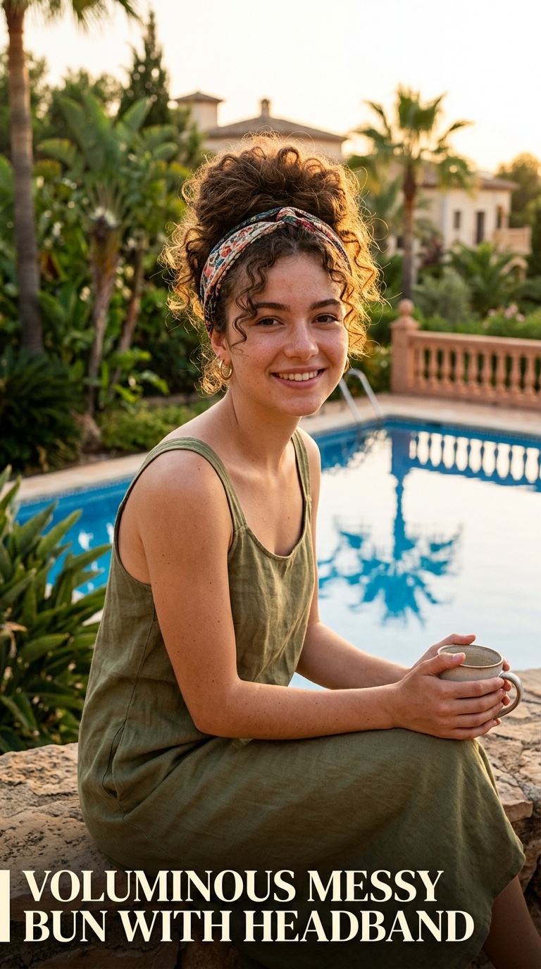 Voluminous Messy Bun with Headband